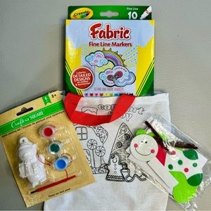 Holiday Kid’s Fabric and Ornament Coloring Set | NEW | BONUS: Snowman Ornament